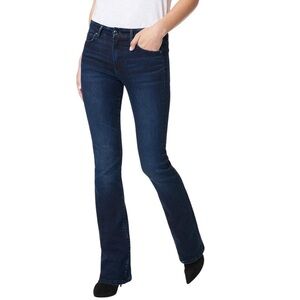 Joe's Icon Mid Rise Boot Cut Denim Jeans Clean Hem Dark Blue Lisa Wash Size 32